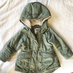 Toddler lined green anorak jacket